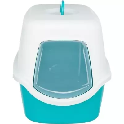 Bac à litière Vico 40*40*56 cm - Aigue-marine - Pratique pour chat