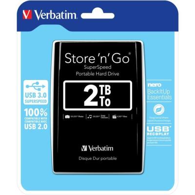 Disque dur externe - VERBATIM - Store'n'go - 2 To - Noir