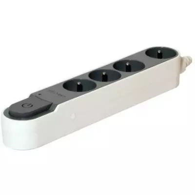 Multiprise CHACON parafoudre interrupteur 4 prises Gris - 16A - 5m