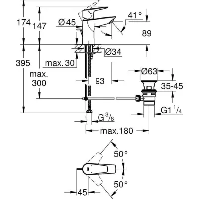 Robinet Lavabo GROHE Taille S Métal Chromé - Economie d'eau