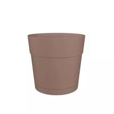Pot de fleurs rond CAPRI LARGE - Réservoir d'eau - 35cm - Taupe