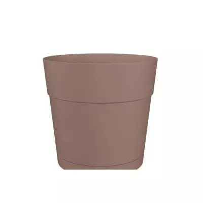 Pot de fleurs rond CAPRI LARGE - Réservoir d'eau - 35cm - Taupe