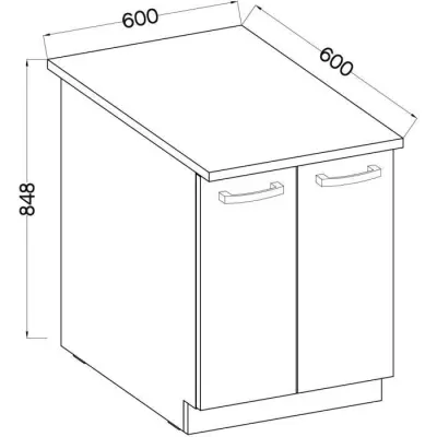Meuble bas 2 portes battantes - Gris mat - Design compact