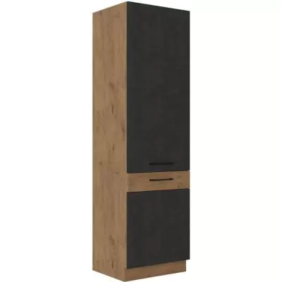 Colonne cuisine ROCK - Décor chêne et gris - 2 portes + 5 étagères