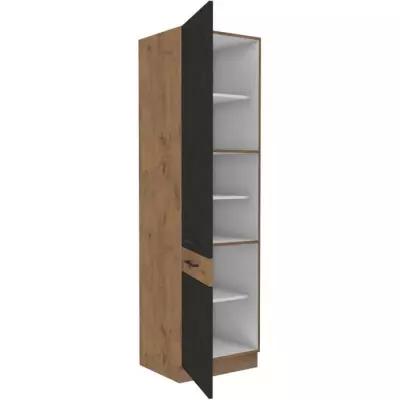 Colonne cuisine ROCK - Décor chêne et gris - 2 portes + 5 étagères