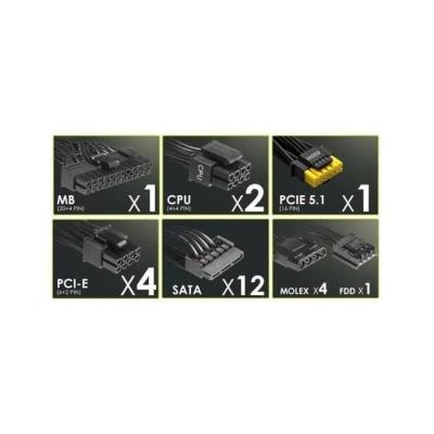 Bloc d'alimentation PC - MSI - MAG A1000GL - PCIe CEM 5.1 - 1000 W - Ventilateurs 135 mm - Noir