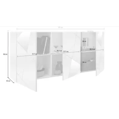 Buffet VICTORY 3 Portes Blanc Laqué Brillant - L181 cm