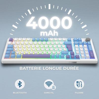 Clavier mécénique PBT Gasket - THE G-LAB - KEYZ Elite 400 WB - TripleMode - AZERTY - RGB - Windows & Mac