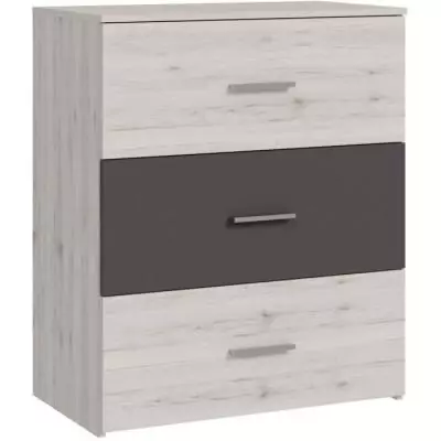 Commode ADRIA - 3 tiroirs - Chene cendré / Gris uni - 75,2 x 41,3 x 89,7 cm Commode ADRIA - 3 tiroirs - Chene cendré / Gris uni - 75,2 x 41,3 x 89,7 cm