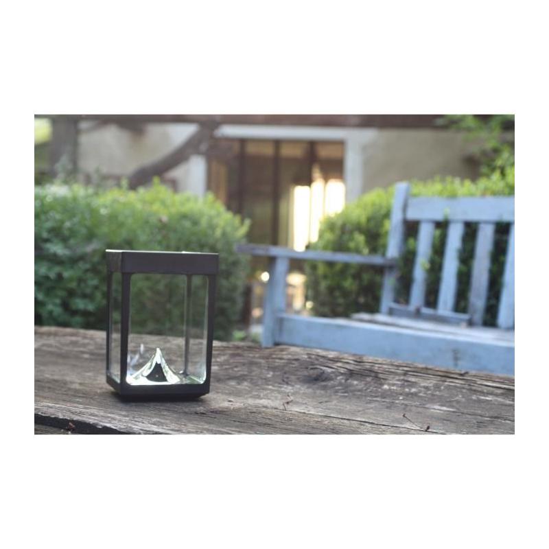Photophore solaire pour table en verre noir - Décoration lumineuse