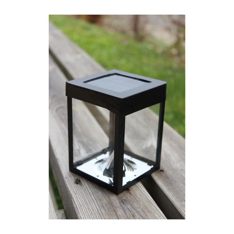 Photophore solaire pour table en verre noir - Décoration lumineuse