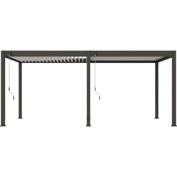 Pergola - Aluminium - OMBREA - Bioclimatique - Anthracite et lames blanches - 3x6 m
