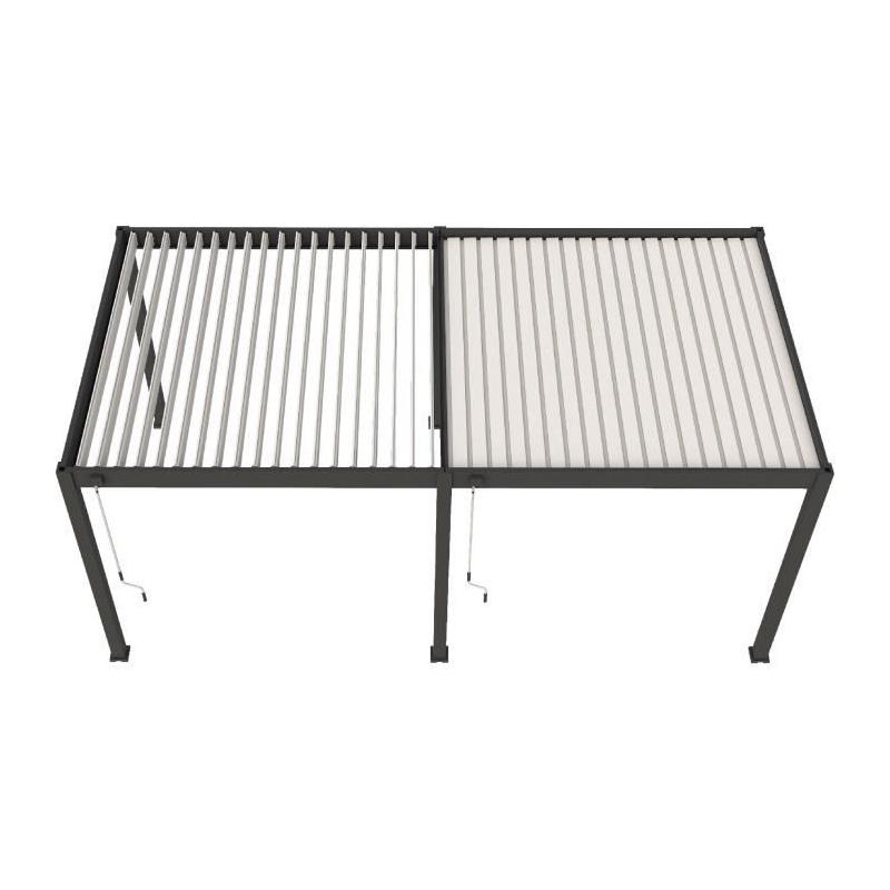 Pergola Aluminium OMBREA Anthracite/Blanc 3x6 m - Bioclimatique