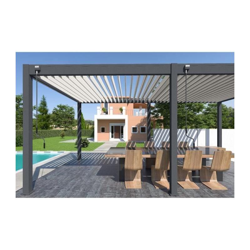 Pergola Aluminium OMBREA Anthracite/Blanc 3x6 m - Bioclimatique