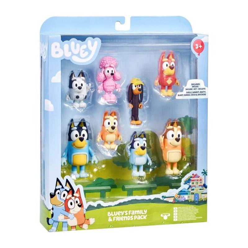 Figurines BLUEY - Coffret 8 personnages articulés - Univers de la série