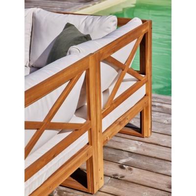 Salon d'angle modulable en bois d'acacia blanc - 5 pers.