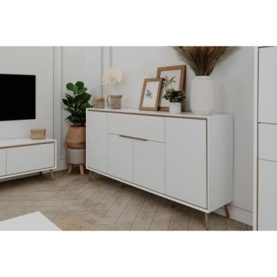Buffet ARONA 51B Beige/Noir - 4 portes, 1 tiroir - 175 x 90 x 38 cm