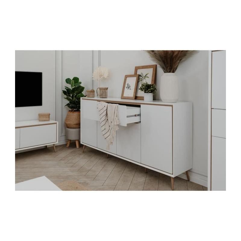 Buffet ARONA 51B Beige/Noir - 4 portes, 1 tiroir - 175 x 90 x 38 cm