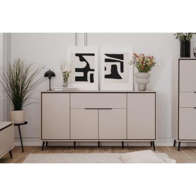 Buffet ARONA 51B Beige/Noir - 4 portes, 1 tiroir - 175 x 90 x 38 cm