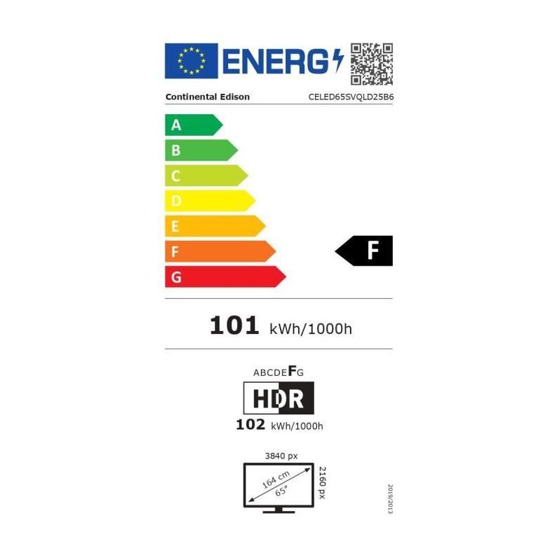 TV QLED 65“ 4K Smart Vidaa - Continental Edison