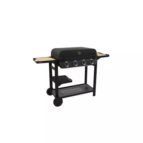 COOK'IN GARDEN Barbecue gaz FLAVO 76SC sur chariot - 4 feux - 10 kW - L 158×l 59×H 105 cm - Surface cuisson : L 76×l 40 cm -