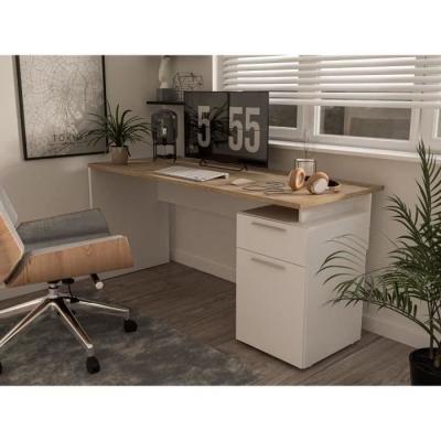Bureau CONTRA COSTA - Design Blanc mat / Chene artisan