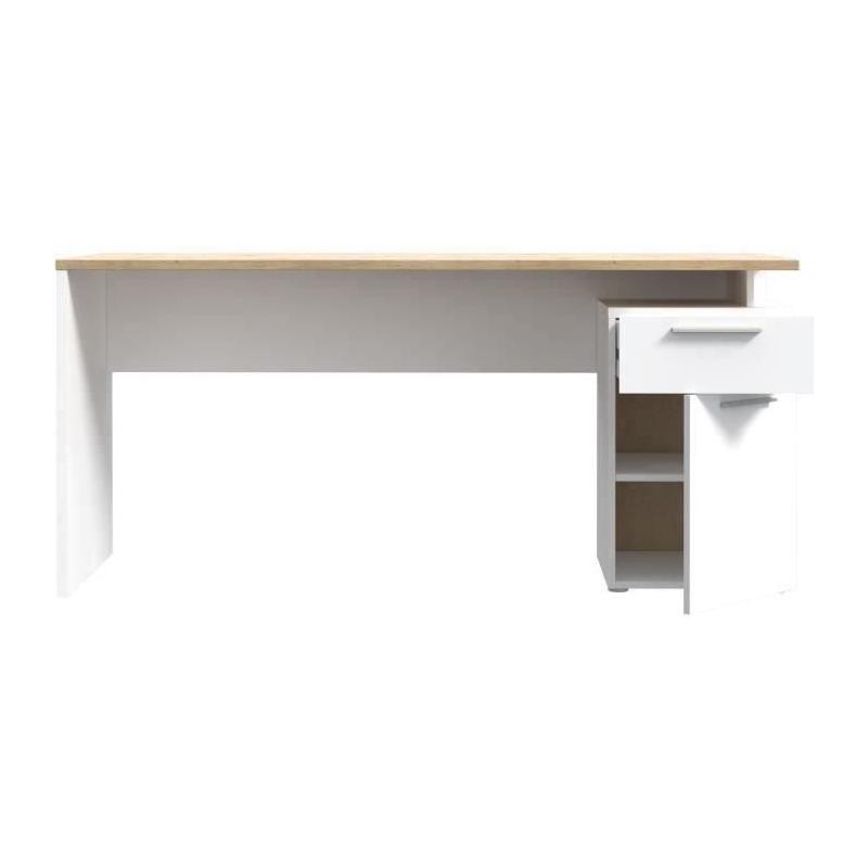 Bureau CONTRA COSTA - Design Blanc mat / Chene artisan