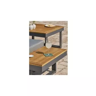 Salon de jardin aluminium 5 places gris anthracite et bois d'acacia