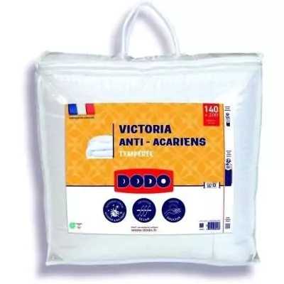 Couette anti-acariens tempérée 300gr/m² VICTORIA 140x200 cm - Blanc