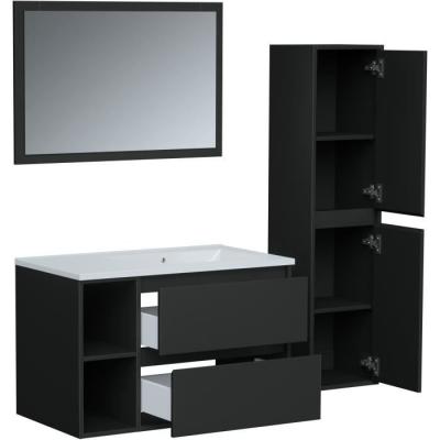 Ensemble DOMINO 80 cm: Vanity + Vasque + Miroir & Colonne