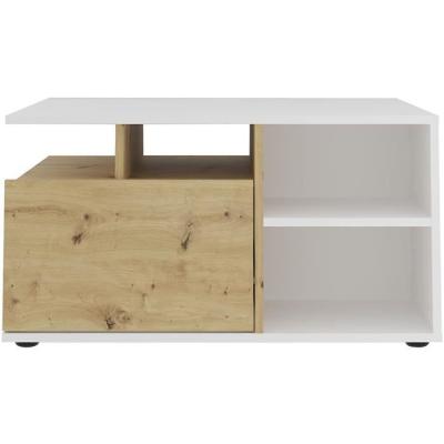 Table basse moderne - Blanc et Chene Artisan - L82 x H69,1 x P10,3 cm