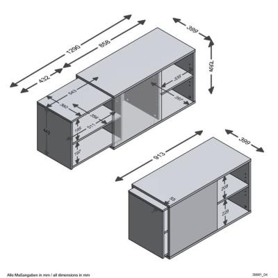 Meuble TV 2 compartiments ouverts 133,5x39,9x49,2 cm - Élégance et fonctionnalité