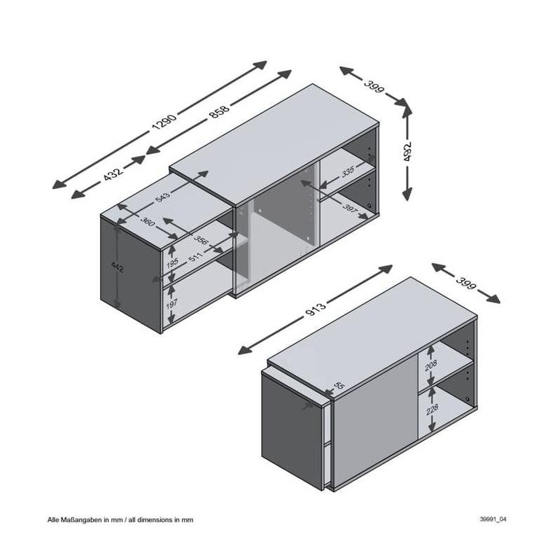 Meuble TV 2 compartiments ouverts 133,5x39,9x49,2 cm - Élégance et fonctionnalité
