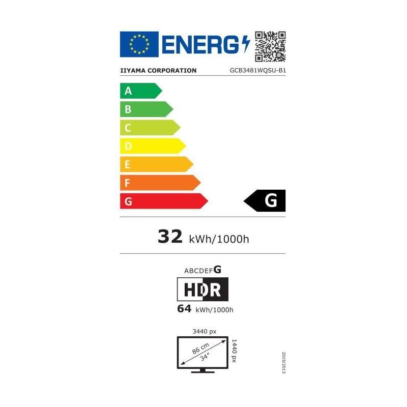 Écran PC IIYAMA GCB3481WQSU-B1 : 34 UWQHD VA 180Hz - Noir