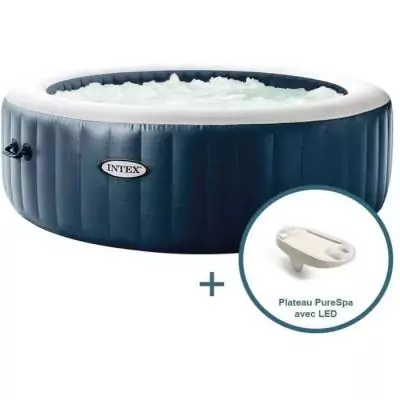 Spa Gonflable 6 places Pure Spa Blue navy avec plateau LED - Kit complet