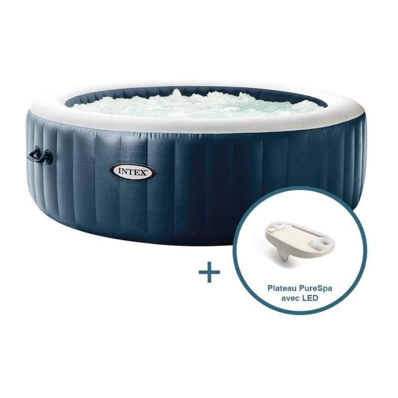 Spa Gonflable 6 places Pure Spa Blue navy avec plateau LED - Kit complet