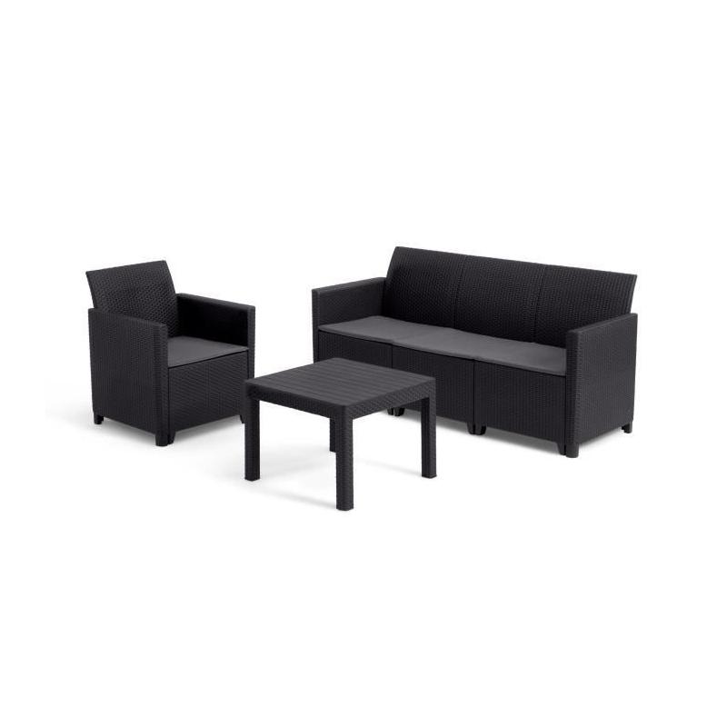 Ensemble de jardin modulable en résine tressée - Noir - KETER - 4 personnes