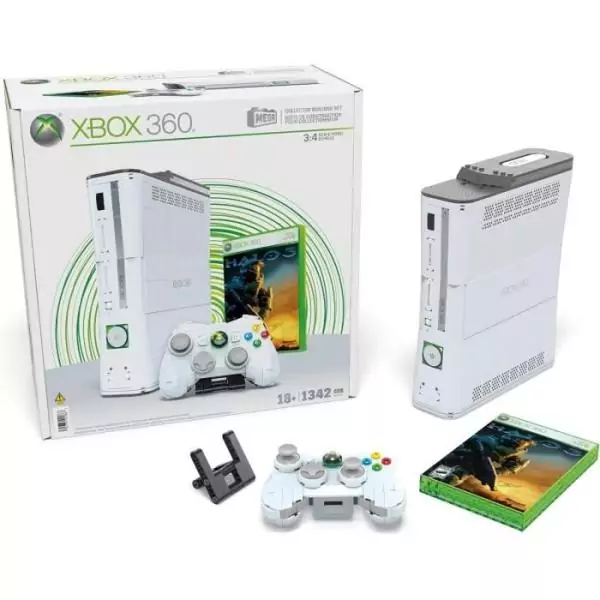 Coffret de Construction - MEGA - Réplique Xbox 360 - 1342 pieces - Manette avec LED - Pour Adultes