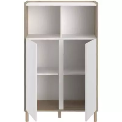 Bahut haut MORPHOS blanc/chêne - Parisot - 2 portes Bahut haut MORPHOS blanc/chêne - Parisot - 2 portes