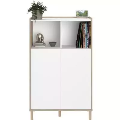Bahut haut MORPHOS blanc/chêne - Parisot - 2 portes Bahut haut MORPHOS blanc/chêne - Parisot - 2 portes