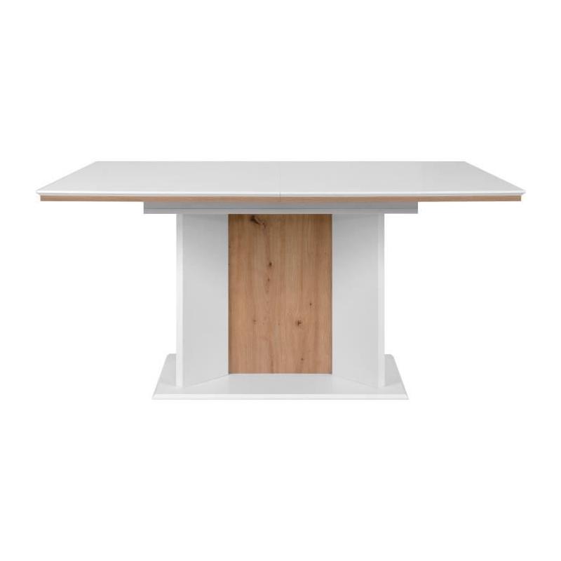 Table extensible NOVARA blanche/chêne artisan - 160/200 x 76 x 90 cm