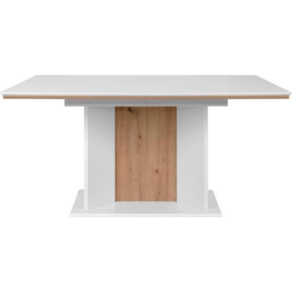 Table extensible - ARONA - Rectangulaire - 10 personnes - 160/200 x 76 x 90 cm - Blanc / chene artisan
