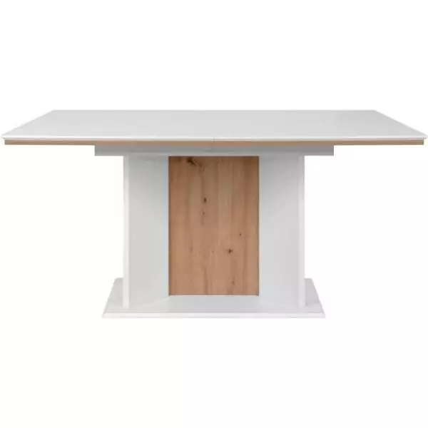 Table extensible - ARONA - Rectangulaire - 10 personnes - 160/200 x 76 x 90 cm - Blanc / chene artisan