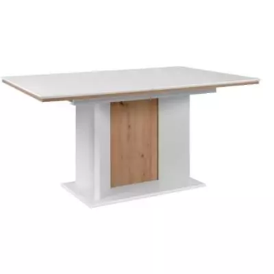 Table extensible NOVARA blanche/chêne artisan - 160/200 x 76 x 90 cm