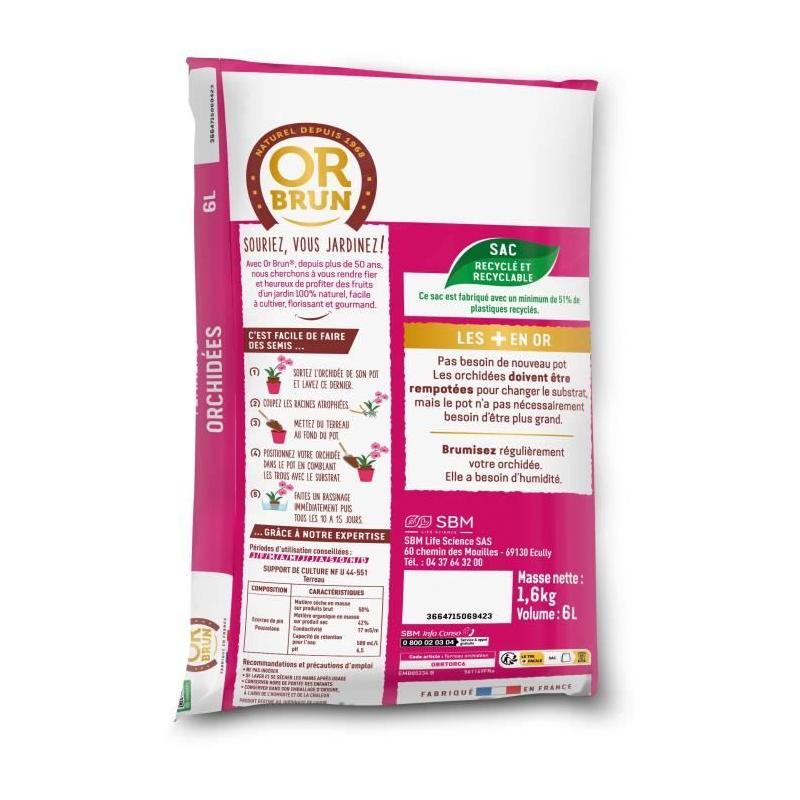 Terreau orchidées OR BRUN - Favorise croissance 6L