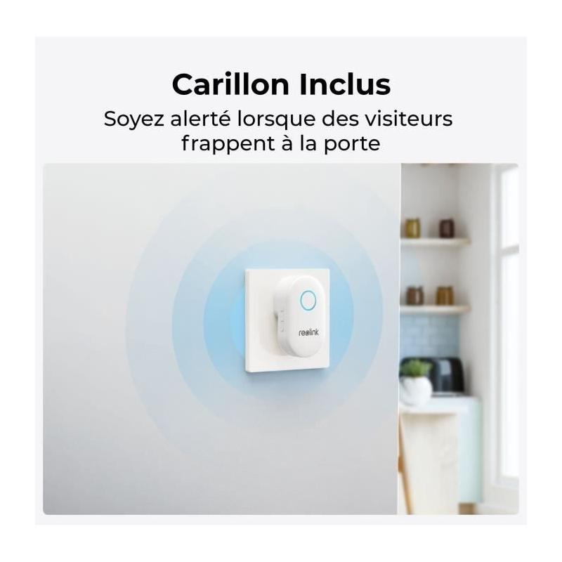 Interphone - REOLINK - D340P - Noir: Sonnette de Haute Qualité