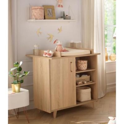 Chambre duo bébé Sauthon - Sam Chêne doré - Lit 120 x 60 cm et commode à langer
