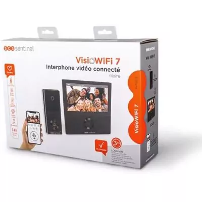 Interphone vidéo connecté filaire - Noir | Vision nocturne | SCS SENTINEL