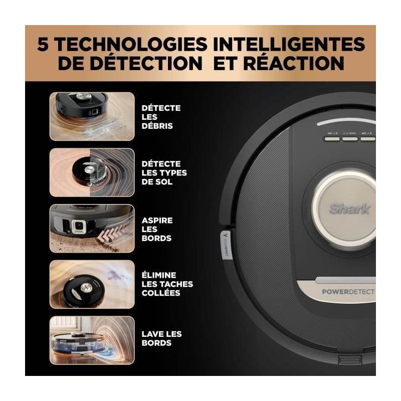 Aspirateur Robot & Laveur Shark RV2800ZEEU PowerDetect NeverTouch Pro 2-en-1 - Tout-en-un