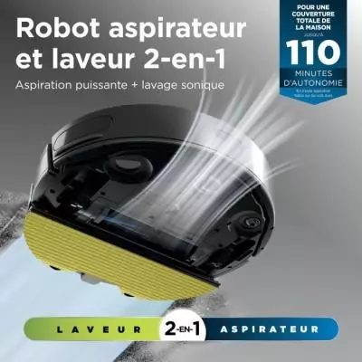 Aspirateur Robot et Laveur Auto-vidant 2-en-1 - Coin et Angle - Couverture Opti